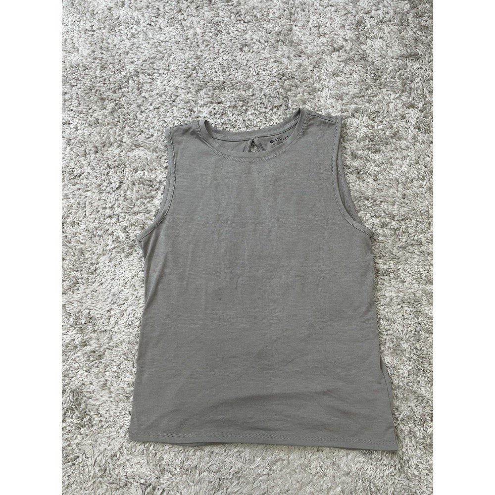 Athleta Tank Top Womens XXS Gray Open Back Tulip Twist Athletic Yoga ST79946